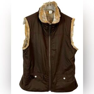 GAP Women’s Medium Chocolate Brown Reversible Faux Fur Vest